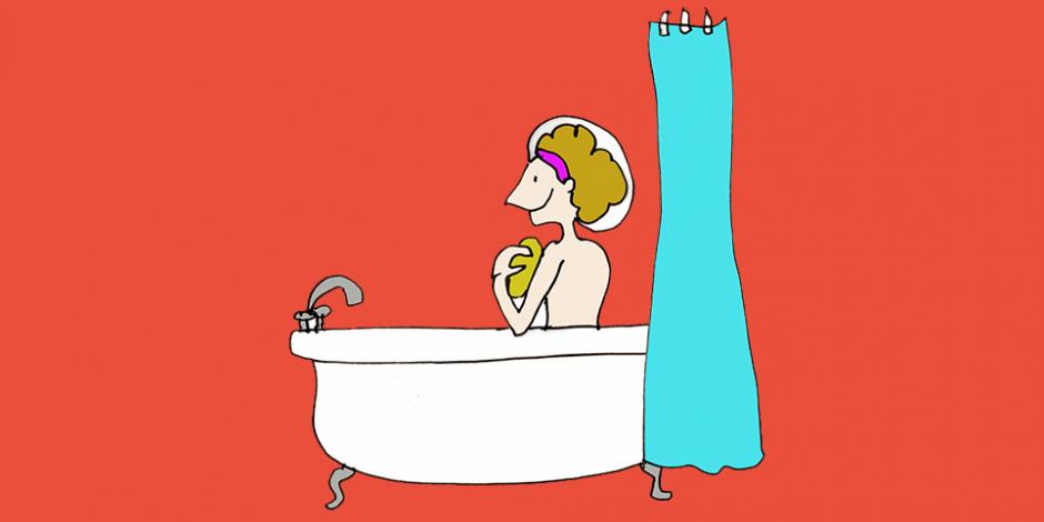 Frau in Badewanne